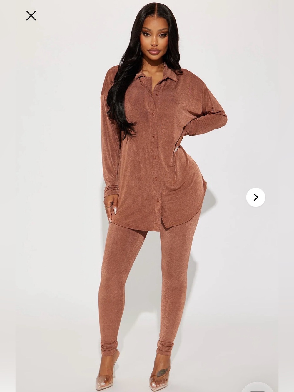 Comfy Button-Front Top & Legging Set in Copper